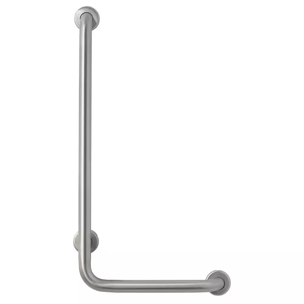 Caregiver 36 In. X 16 In. X 1-1/2 In. Concealed Screw Grab Bar with 90 Degree Angle Left Hand in Stainless Steel