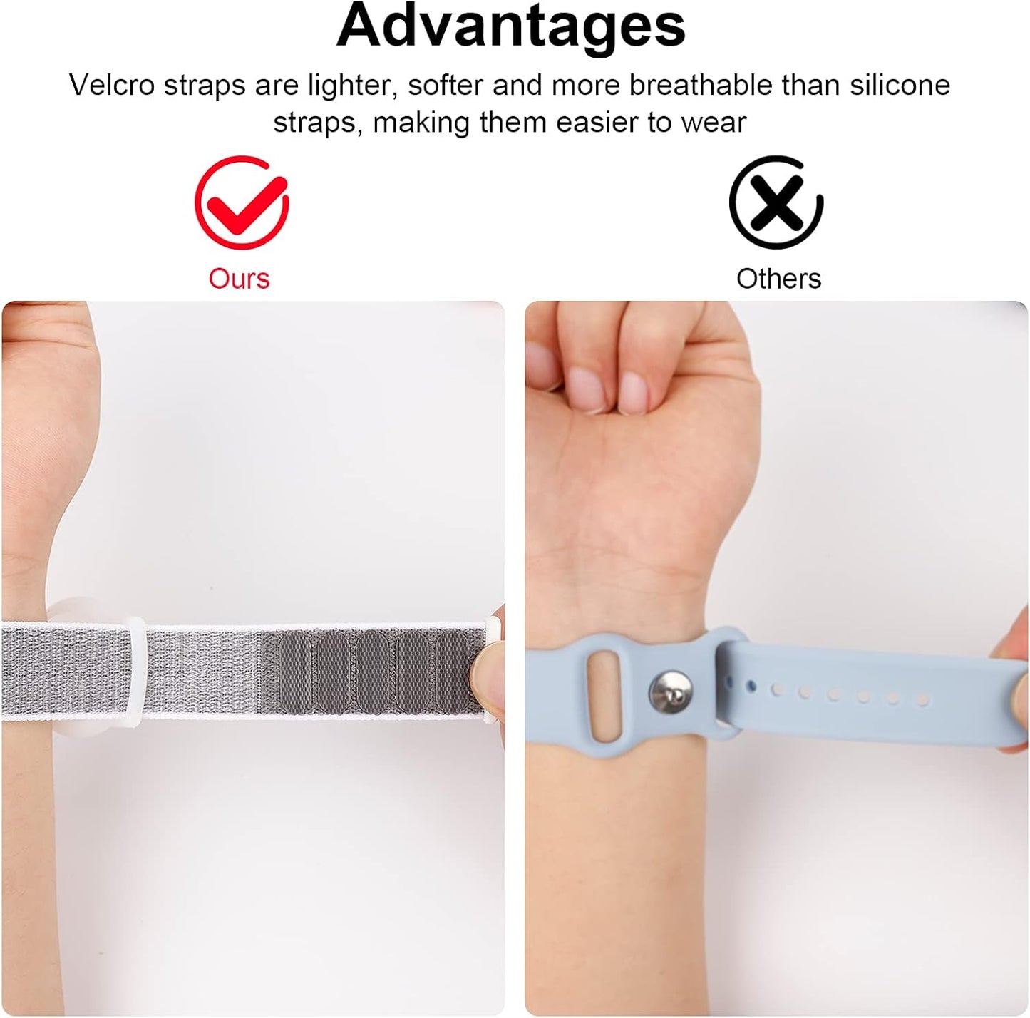 Apple Air Tag Compatible Wristband, Protective Case for Air Tag with Nylon Bracelet, Adjustable (Grey)