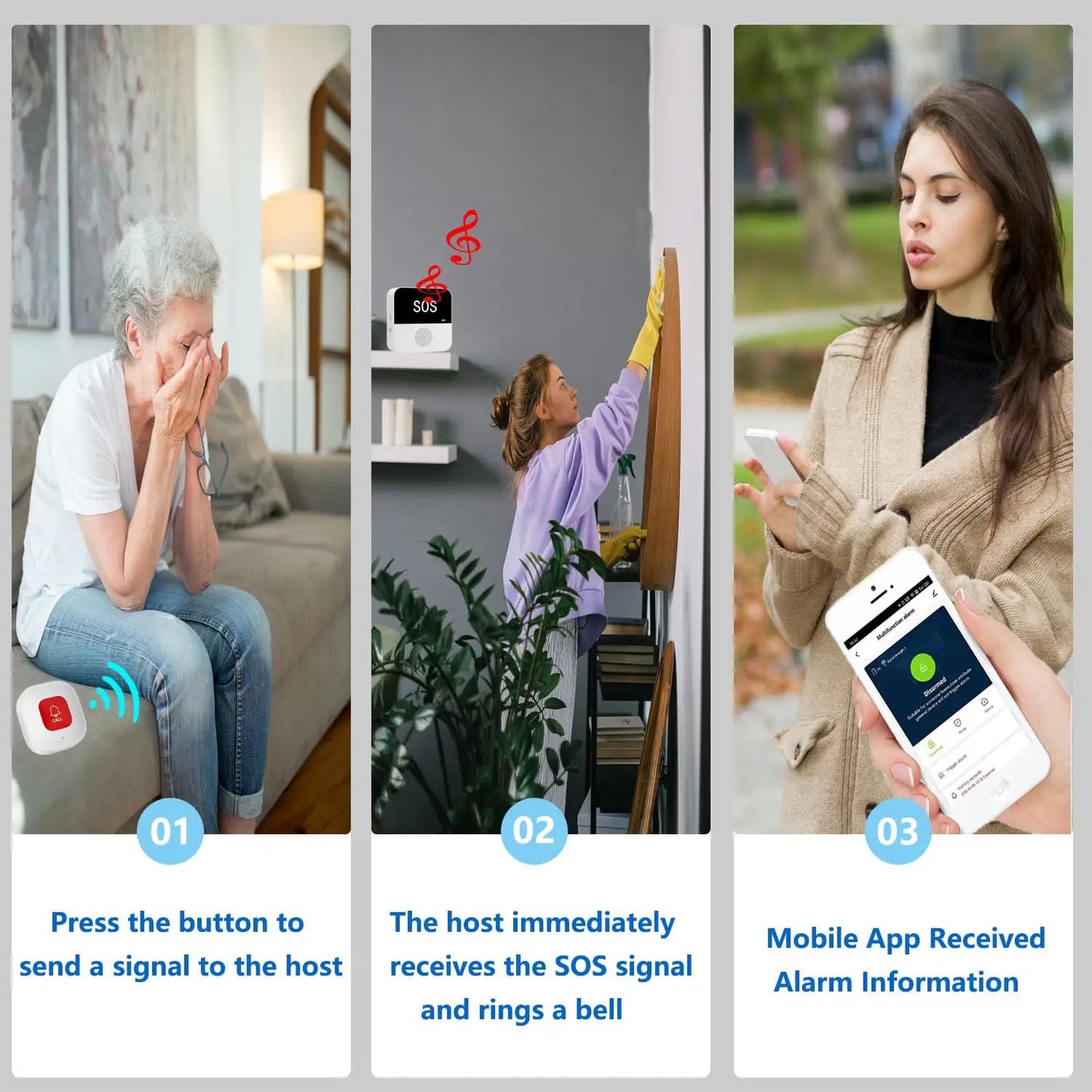 Wireless Wifi Elderly Caregiver Pager SOS Call Button