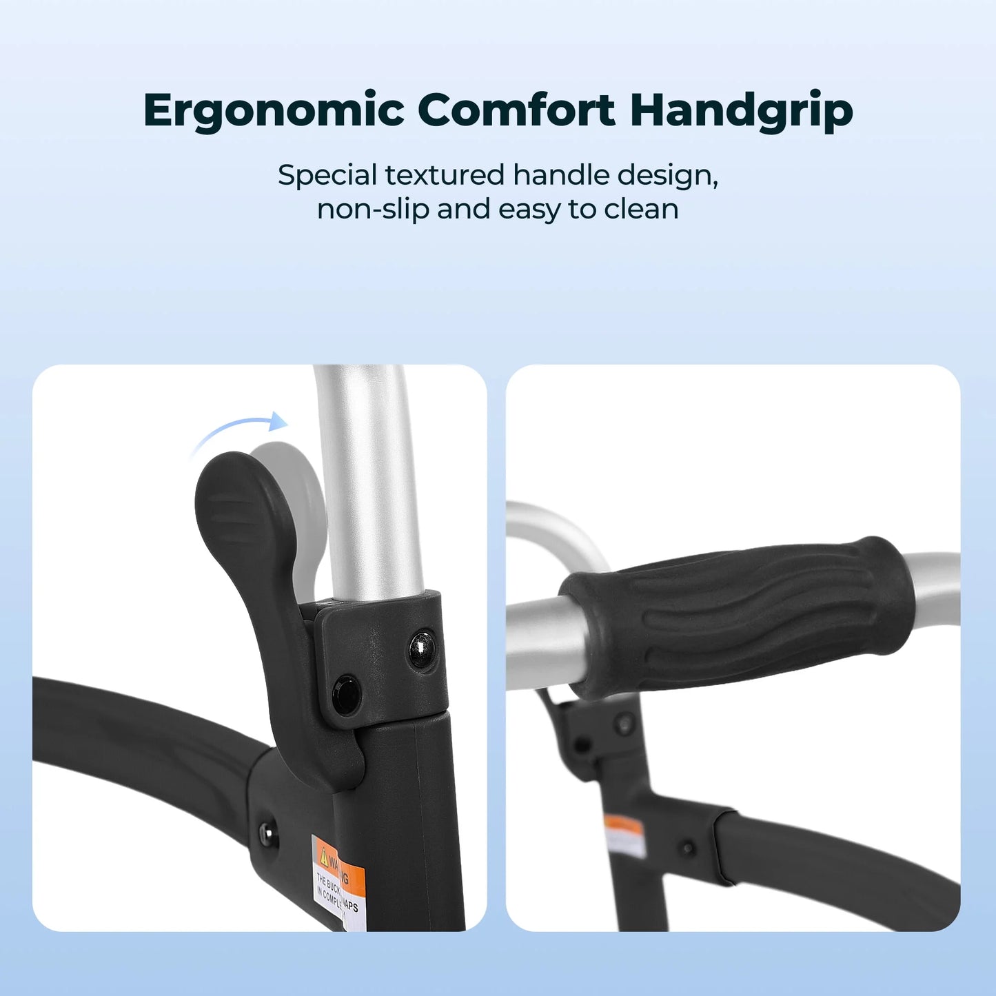 Folding Walkers for Seniors, Lightweight Mobility Walker with Trigger Release and Glide Skis, Silver