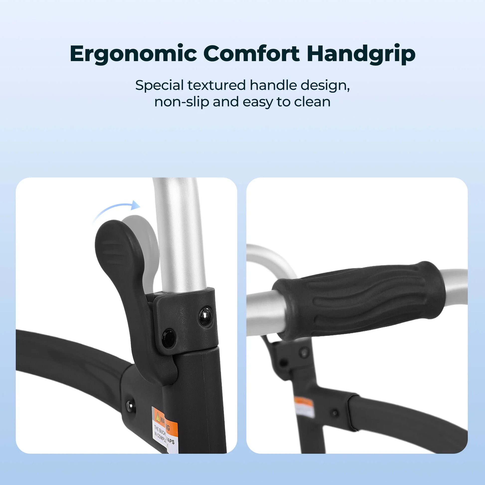 Folding Walkers for Seniors, Lightweight Mobility Walker with Trigger Release and Glide Skis, Silver