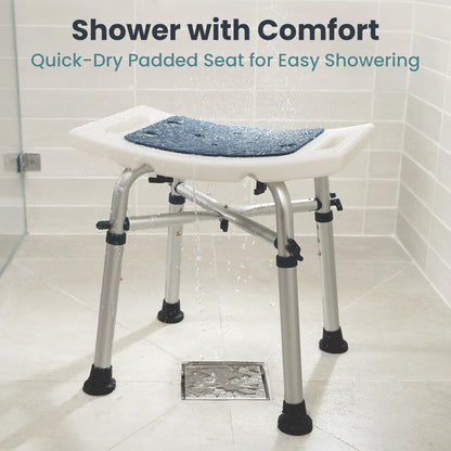 Shower Chair for inside Shower (350 Lb) - Adjustable Height, Padded Seat, Shower
