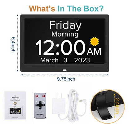 10.1 Inch Large Digital Alarm Clock with Date and Day for Dementia Seniors, Voice Announcement Time