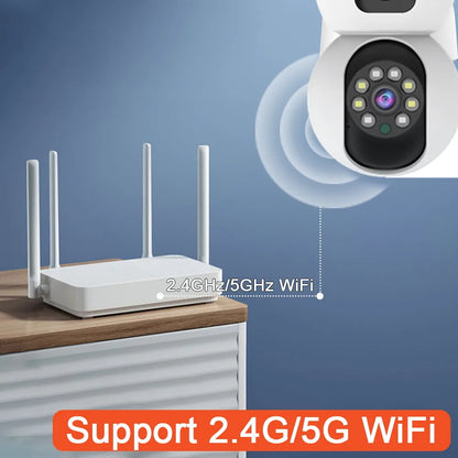 Tuya Smart 4K 8MP Dual-Lens PTZ Security Camera 5G Wifi Dual-Screen Indoor Cameras AI Auto Tracking Color Night Vision
