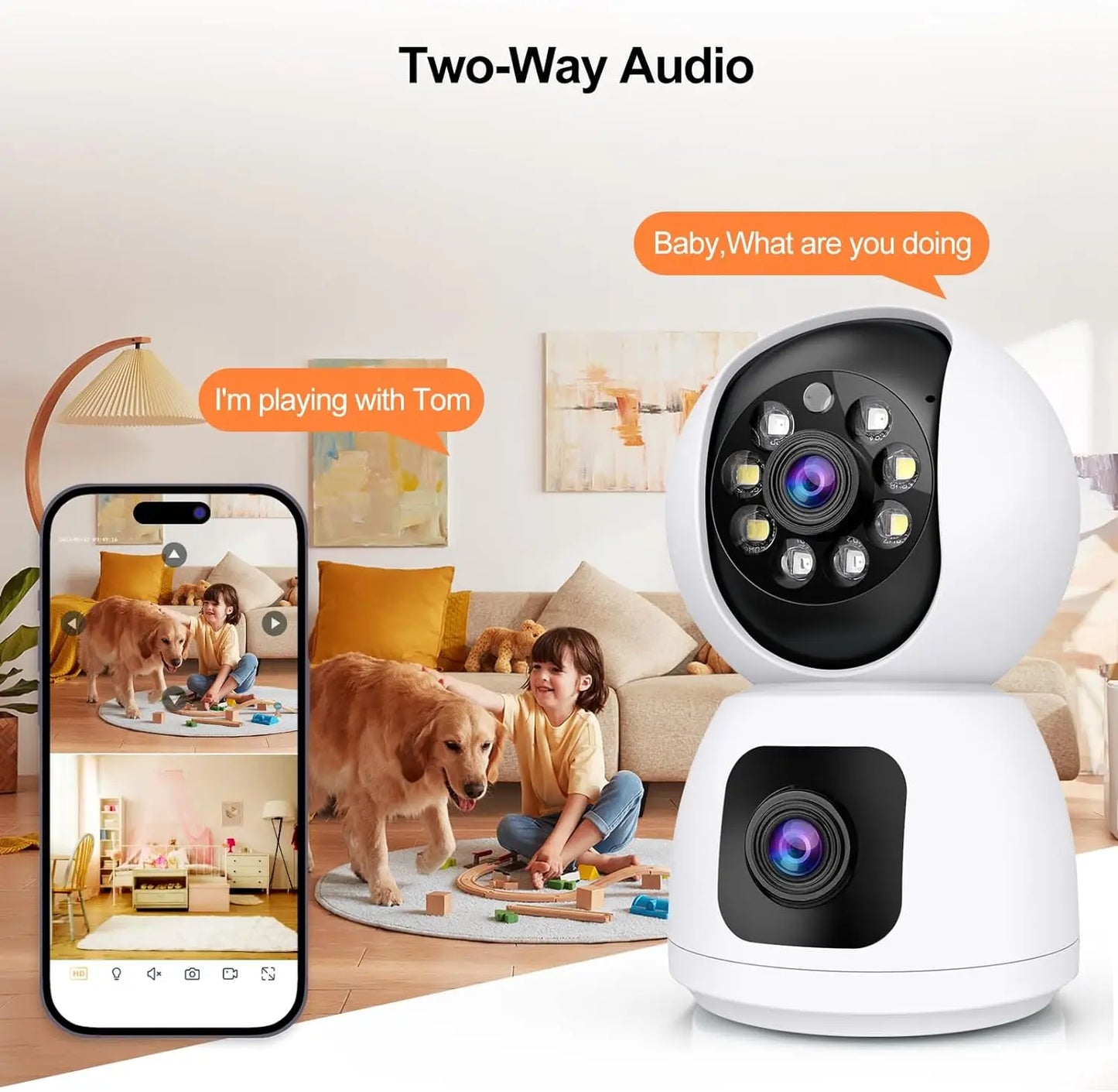 Tuya Smart 4K 8MP Dual-Lens PTZ Security Camera 5G Wifi Dual-Screen Indoor Cameras AI Auto Tracking Color Night Vision