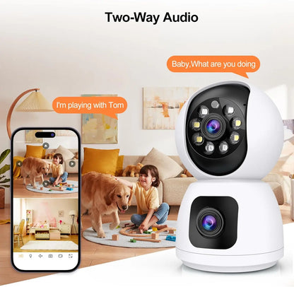 Tuya Smart 4K 8MP Dual-Lens PTZ Security Camera 5G Wifi Dual-Screen Indoor Cameras AI Auto Tracking Color Night Vision