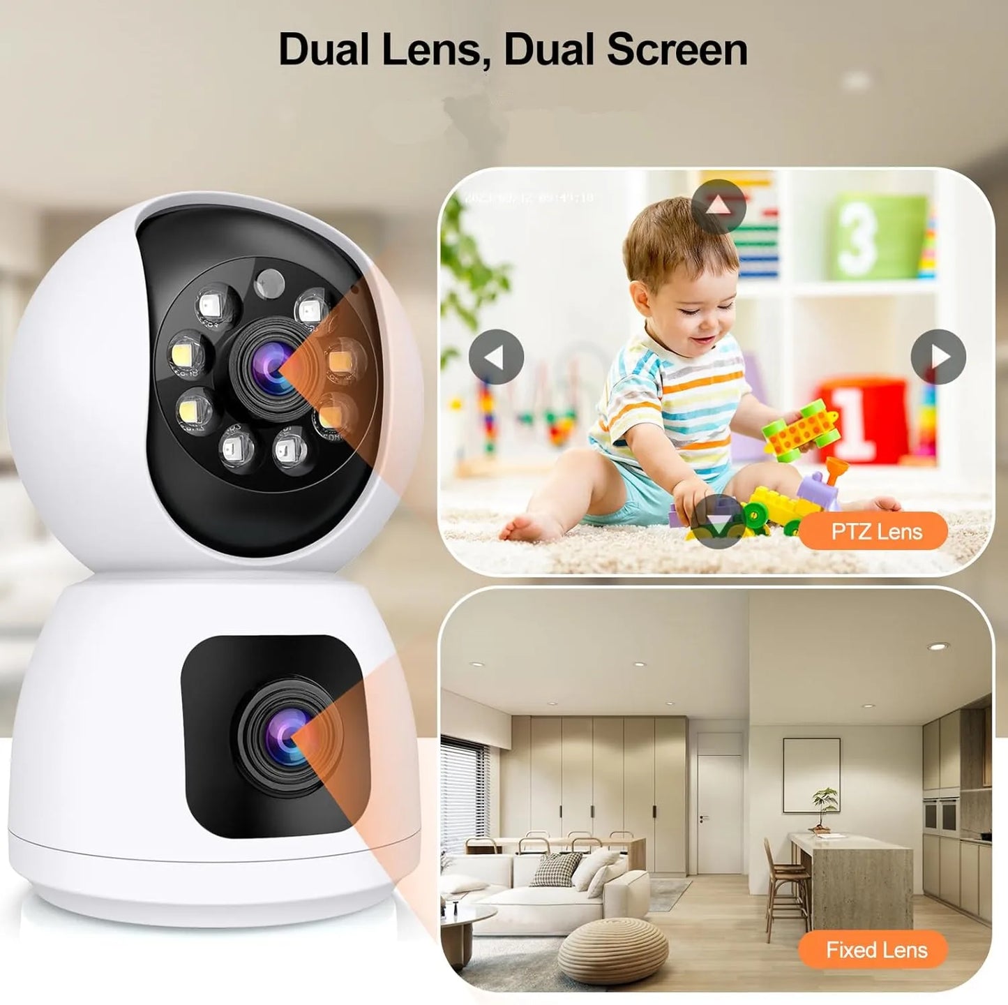 Tuya Smart 4K 8MP Dual-Lens PTZ Security Camera 5G Wifi Dual-Screen Indoor Cameras AI Auto Tracking Color Night Vision
