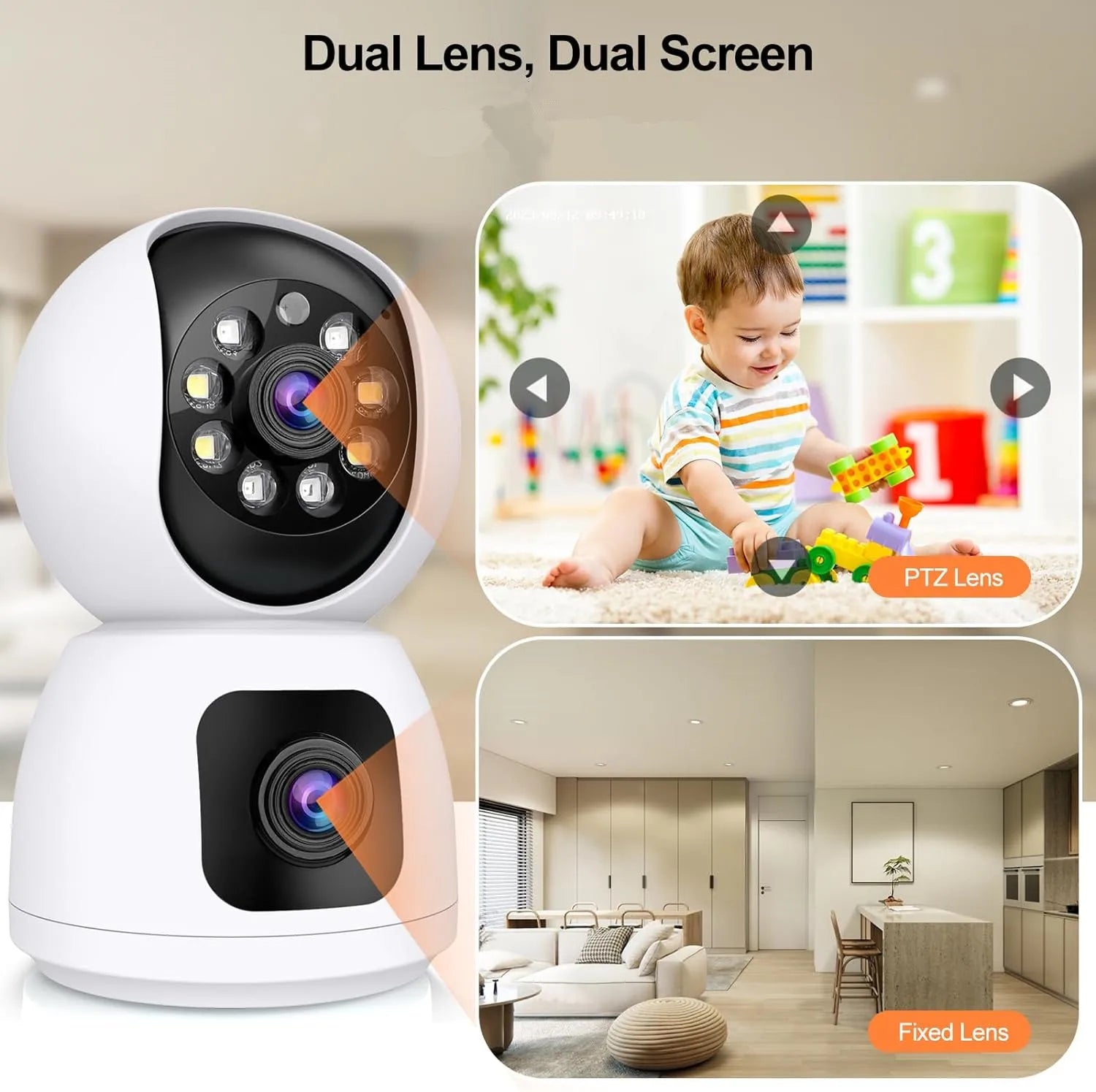 Tuya Smart 4K 8MP Dual-Lens PTZ Security Camera 5G Wifi Dual-Screen Indoor Cameras AI Auto Tracking Color Night Vision