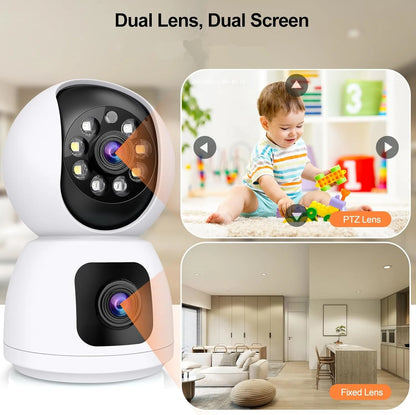 Tuya Smart 4K 8MP Dual-Lens PTZ Security Camera 5G Wifi Dual-Screen Indoor Cameras AI Auto Tracking Color Night Vision