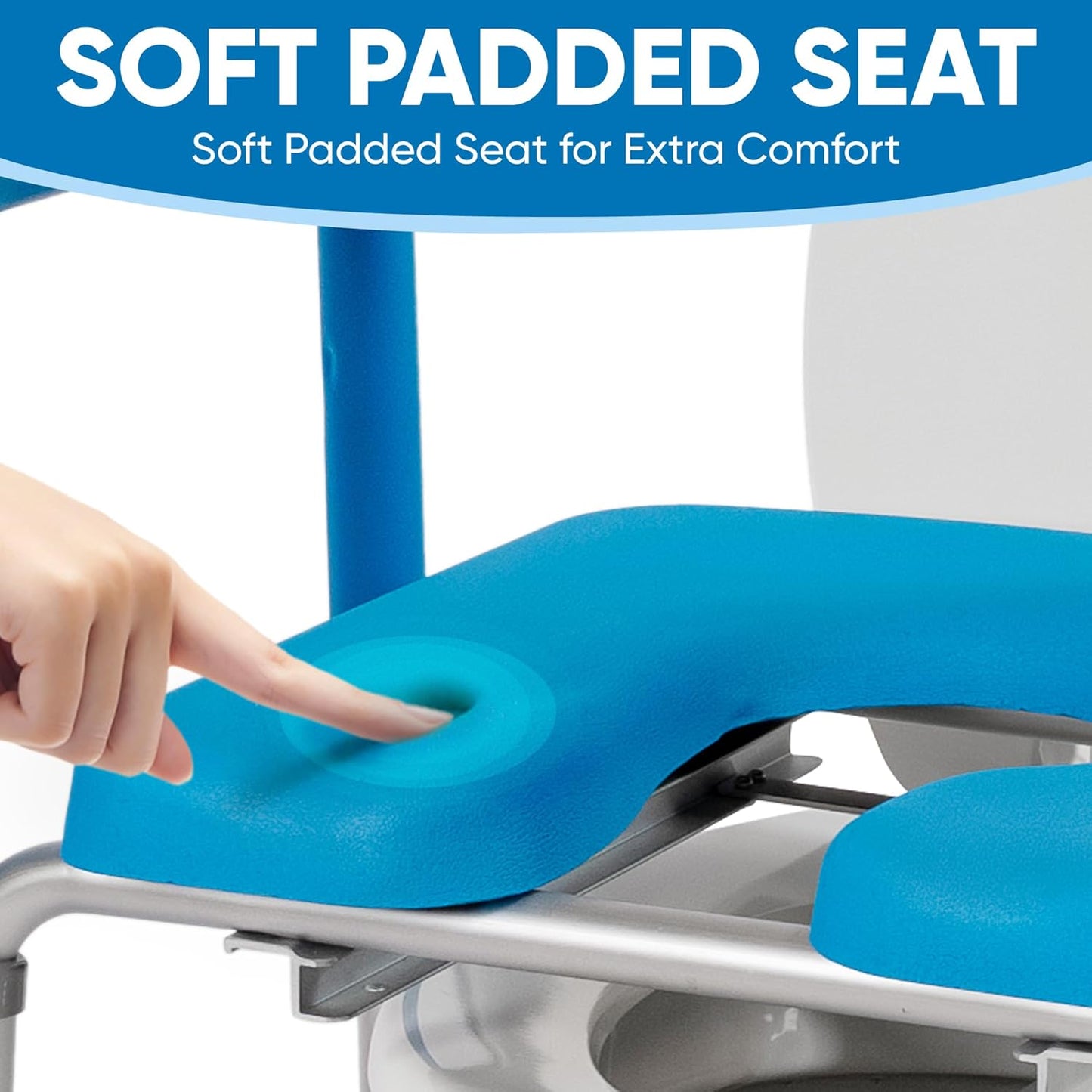 Ultimate Raised Toilet Seat with Handles - Adjustable Raised Toilet Seat for Seniors, Bedside Commode - Padded Armrest | Premium Elevated Toilets Seats with Handles for Elderly Bathroom Safety, Blue