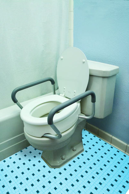 Raised Toilet Seat with Arms, Elongated for Elderly Handicap Bathroom Riser Lift