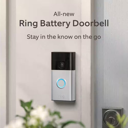 Battery Doorbell with Head-To-Toe HD Video, Live View with 2-Way Talk, and Motion Detection and Alerts - Satin Nickel