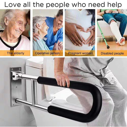 23.6 In. Hand Support Rail, Toilet Handrails Bathroom Safety Bar for Seniors, Elderly, Disabled in Aluminum Silver