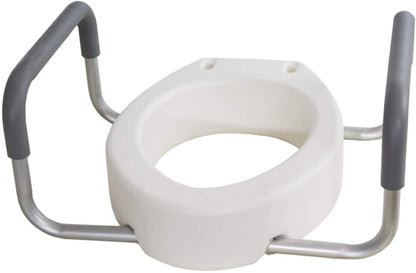 Raised Toilet Seat with Arms, Elongated for Elderly Handicap Bathroom Riser Lift