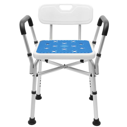 Baokaler Shower Chair 600Lbs with Padded Arms and Back, Height Adjustable Shower Stool for Bathtub, Anti-Slip Bath Chair