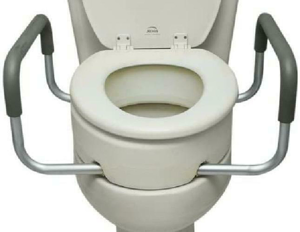 Raised Toilet Seat with Arms, Elongated for Elderly Handicap Bathroom Riser Lift
