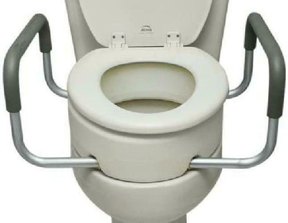 Raised Toilet Seat with Arms, Elongated for Elderly Handicap Bathroom Riser Lift