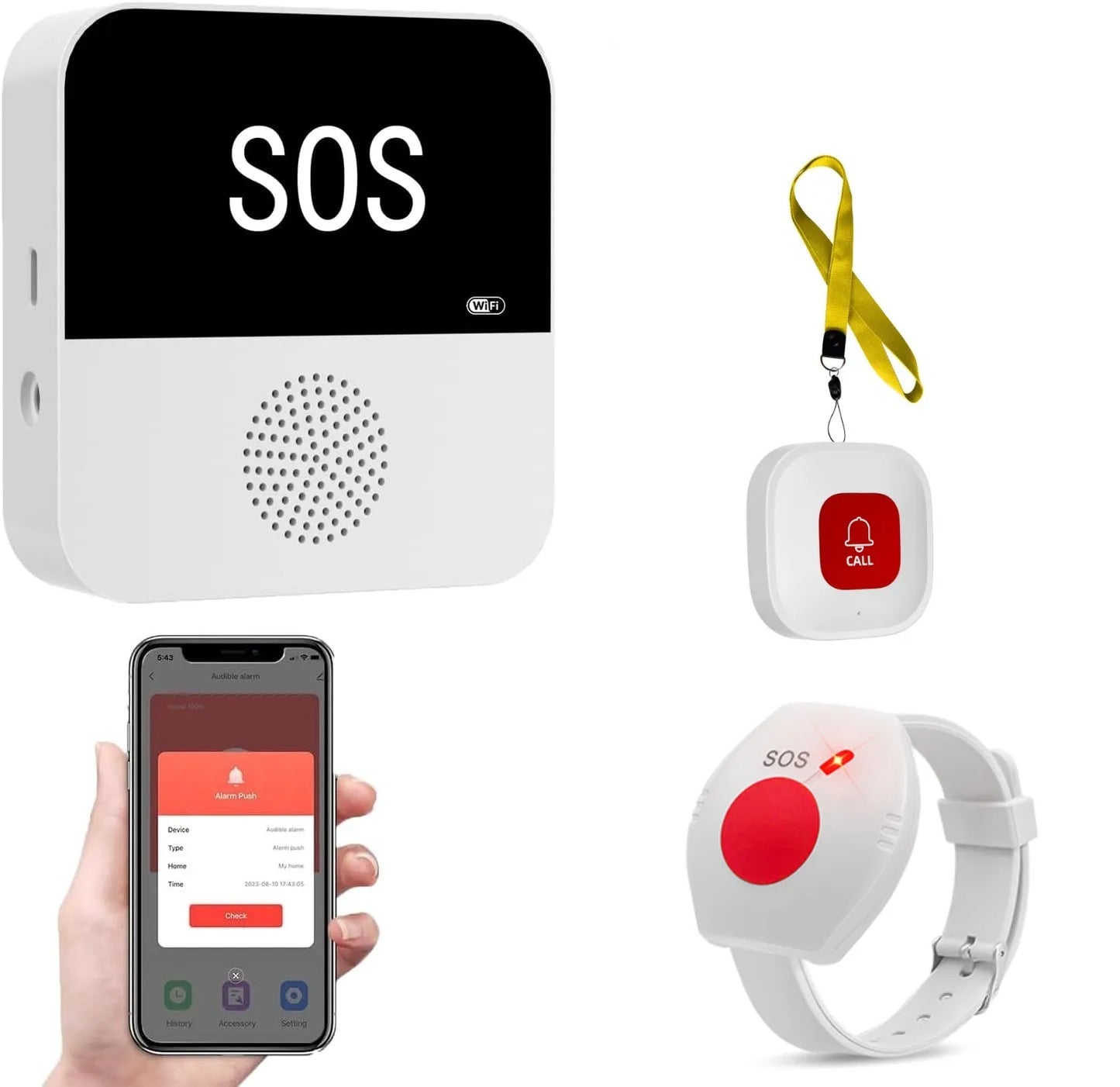 Wireless Wifi Elderly Caregiver Pager SOS Call Button