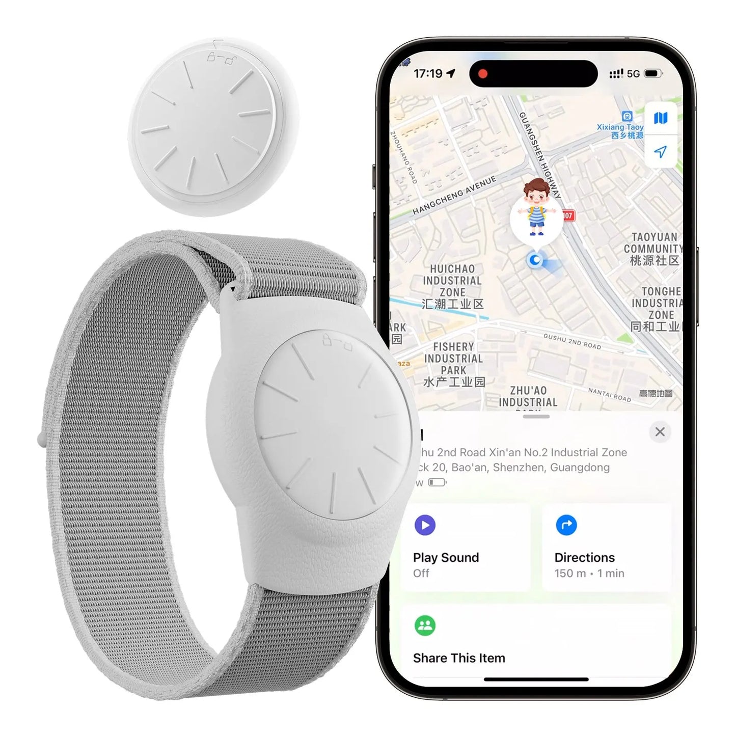 GPS Tracker Watch Band Works with Find My (Ios Only) APP - No Monthly Fee