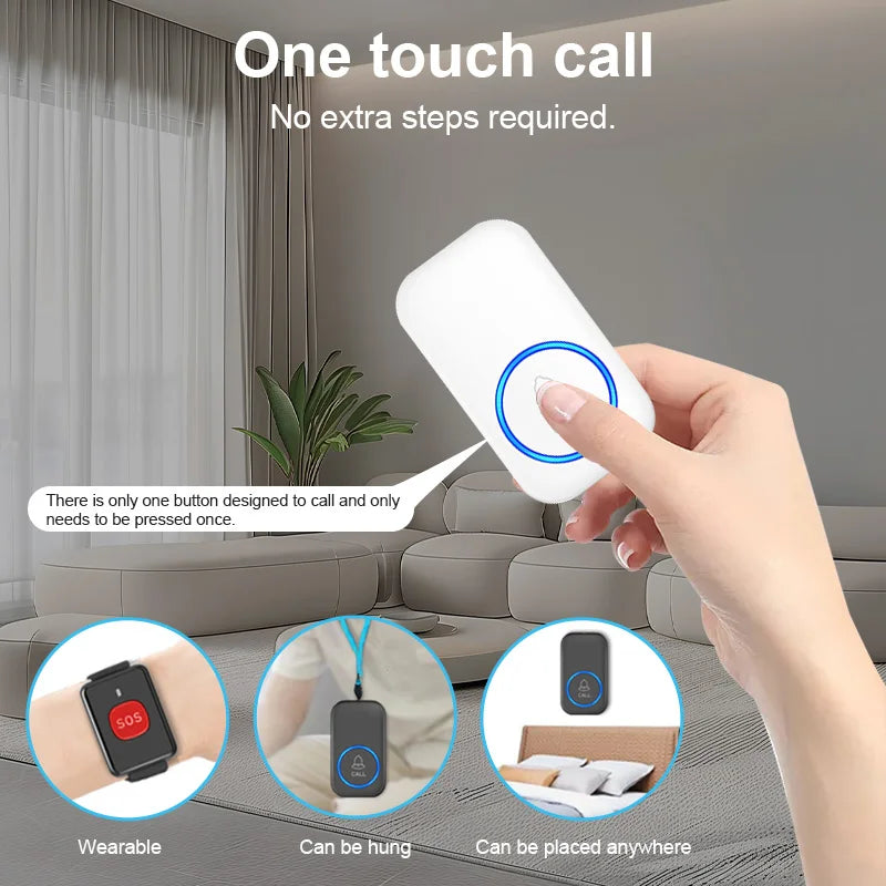 Wireless Lanyard Elderly Pager Smart SOS Call Button Paramedic Pager Emergency Call Button for Kid Elderly Patient Advanced Care