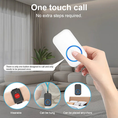Wireless Lanyard Elderly Pager Smart SOS Call Button Paramedic Pager Emergency Call Button for Kid Elderly Patient Advanced Care