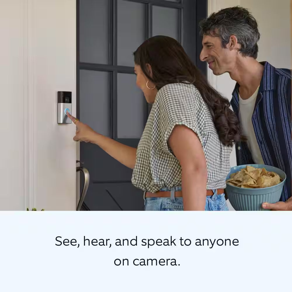 Battery Doorbell with Head-To-Toe HD Video, Live View with 2-Way Talk, and Motion Detection and Alerts - Satin Nickel