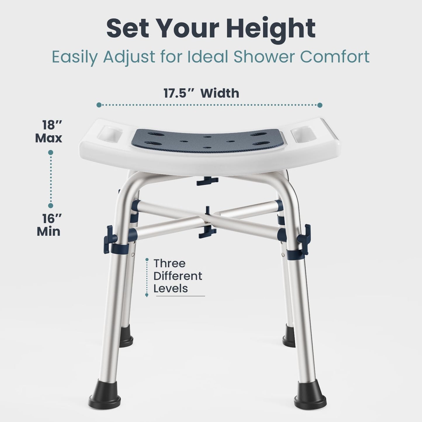 Shower Chair for inside Shower (350 Lb) - Adjustable Height, Padded Seat, Shower