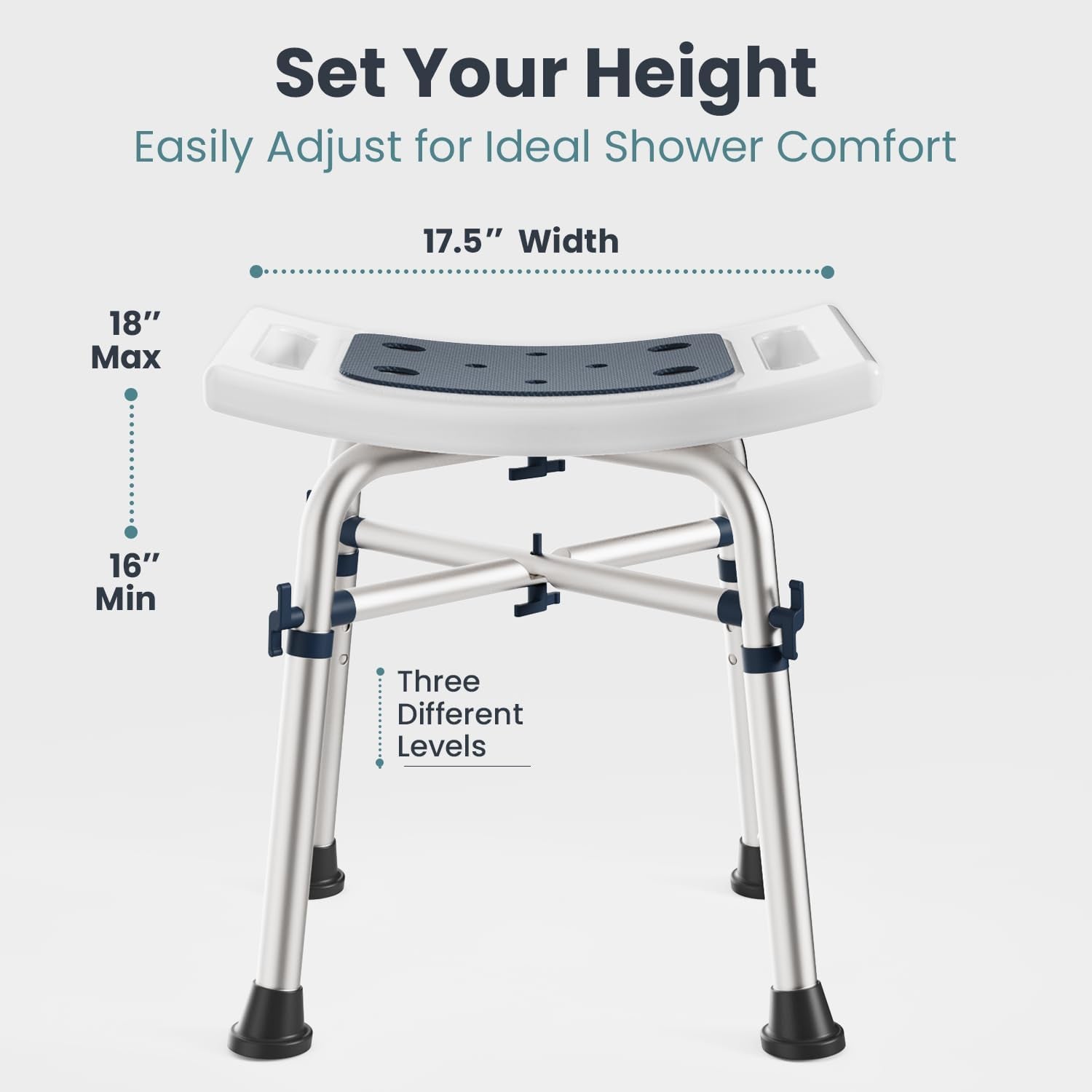 Shower Chair for inside Shower (350 Lb) - Adjustable Height, Padded Seat, Shower