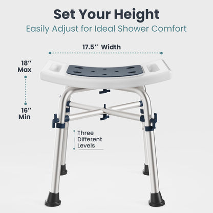 Shower Chair for inside Shower (350 Lb) - Adjustable Height, Padded Seat, Shower
