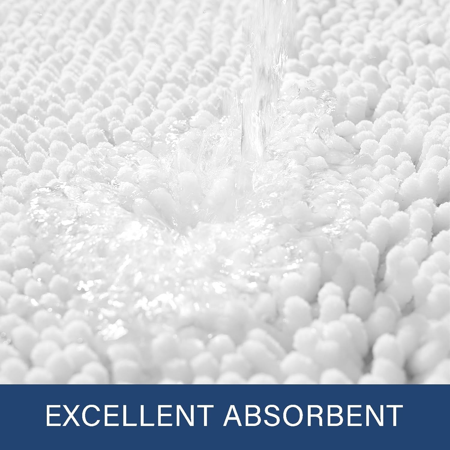 Luxury Non Slip Bathroom Rug Shaggy Bath Mat 24 X 60 Inch, Washable Non Slip Bath Rugs for Bathroom Shower, Soft Plush Chenille Absorbent Carpets Mats, White