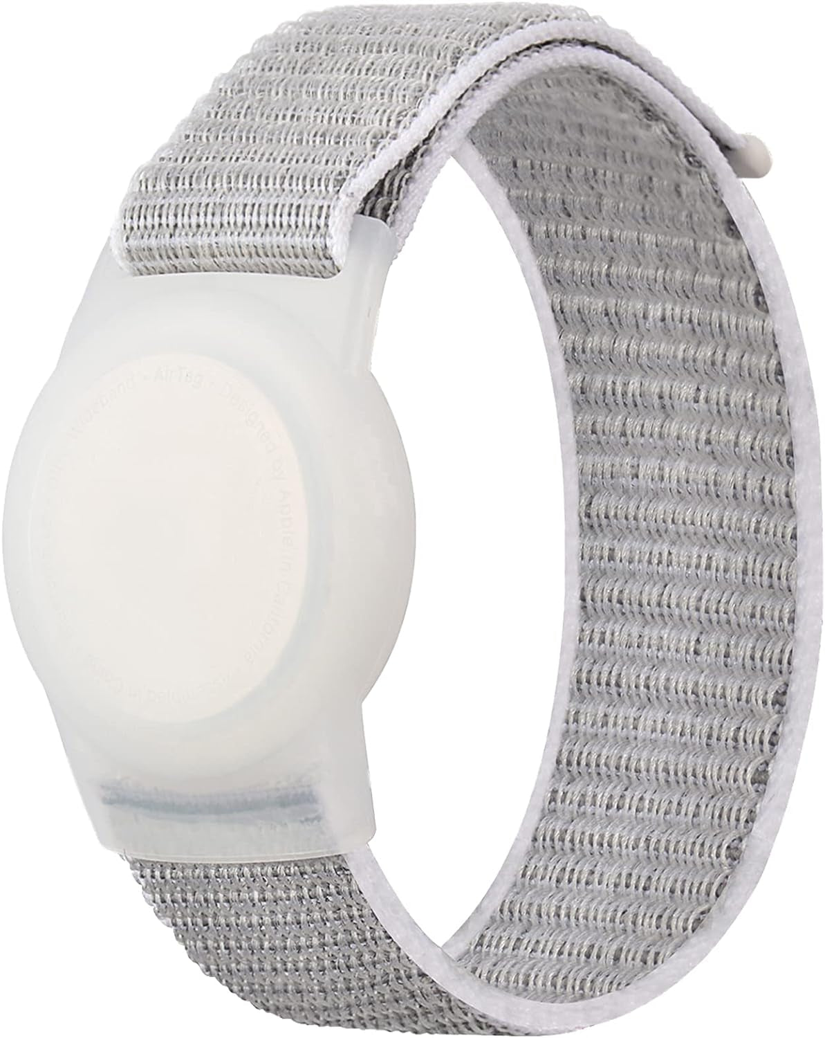 Apple Air Tag Compatible Wristband, Protective Case for Air Tag with Nylon Bracelet, Adjustable (Grey)