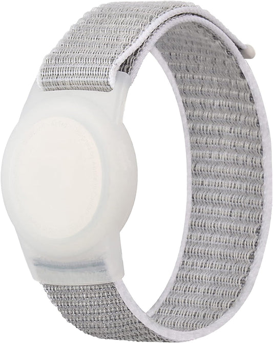 Apple Air Tag Compatible Wristband, Protective Case for Air Tag with Nylon Bracelet, Adjustable (Grey)