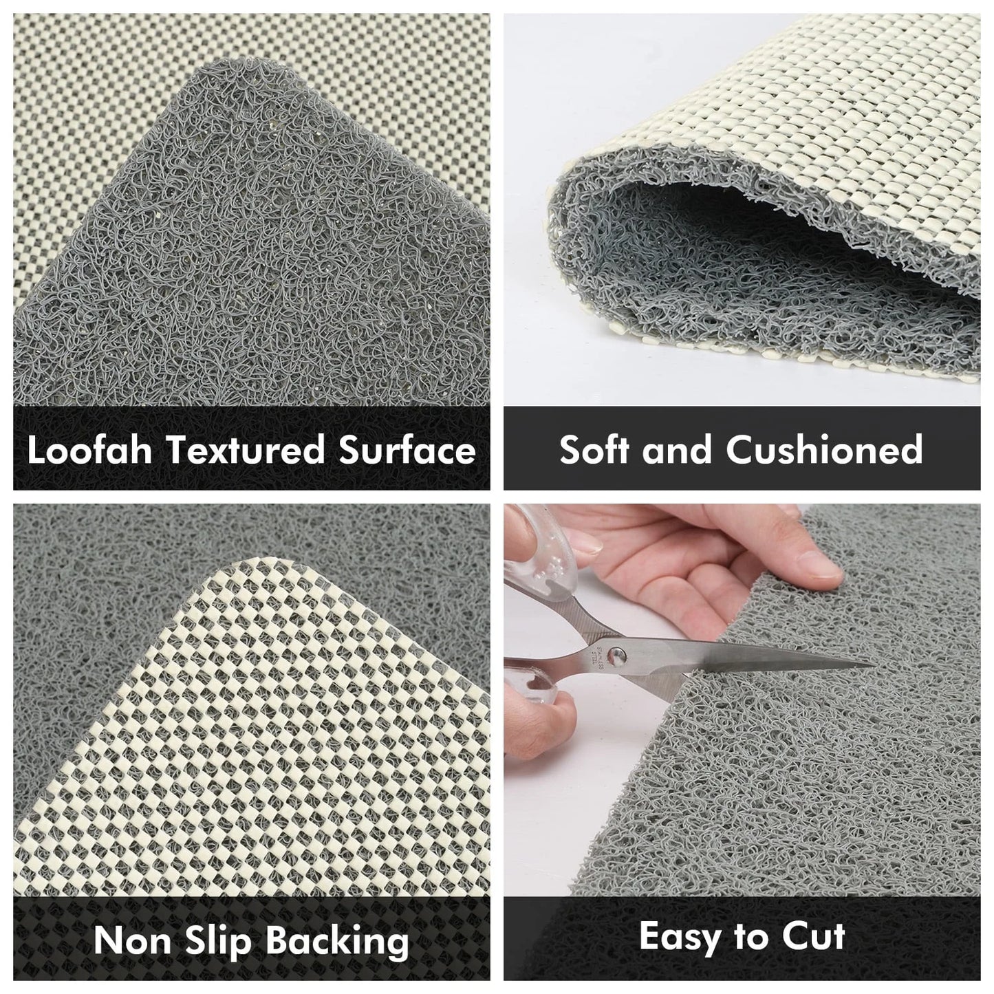 Non Slip Shower Mat 17"X30" PVC Loofah Shower Mats for Bathtub Quick Drying Shower Floor Mat with Comfortable Textured Surface - Easy Cleaning