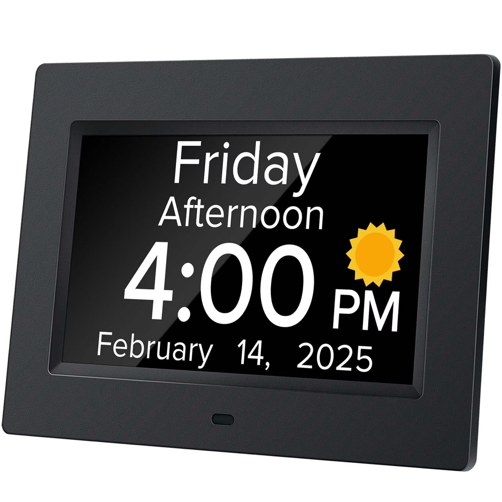 Digital Alarm Clock for Dementia Seniors with Date and Day of Week, Voice Announcement Time, Black