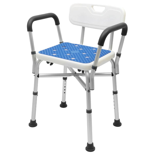 Baokaler Shower Chair 600Lbs with Padded Arms and Back, Height Adjustable Shower Stool for Bathtub, Anti-Slip Bath Chair