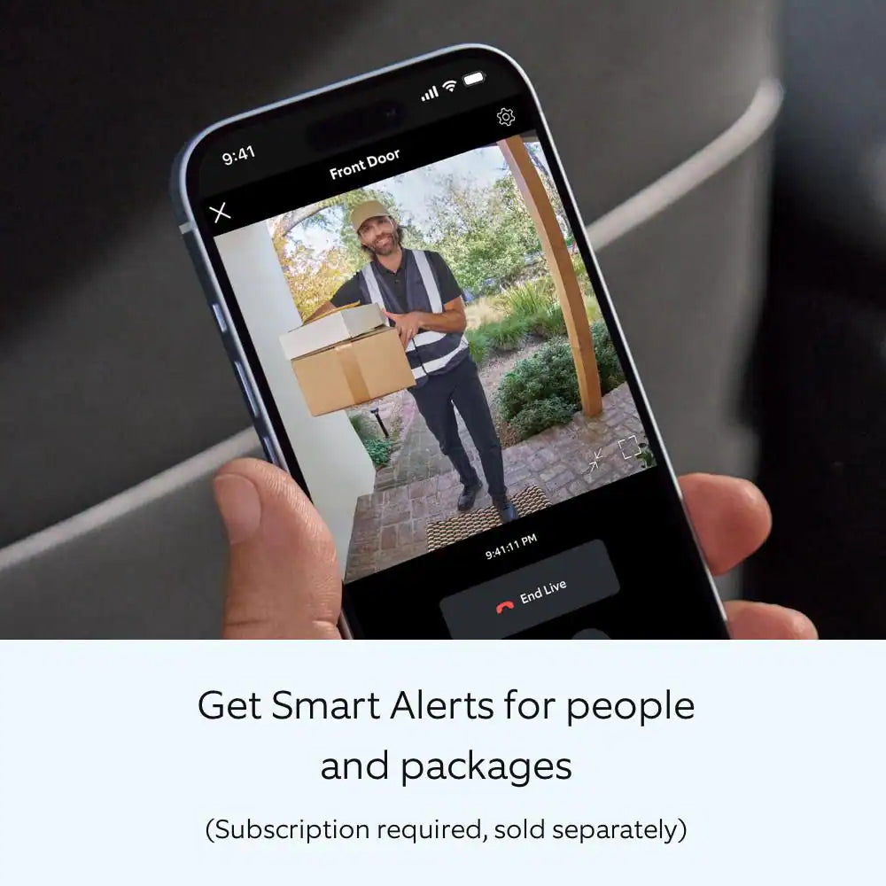 Battery Doorbell with Head-To-Toe HD Video, Live View with 2-Way Talk, and Motion Detection and Alerts - Satin Nickel