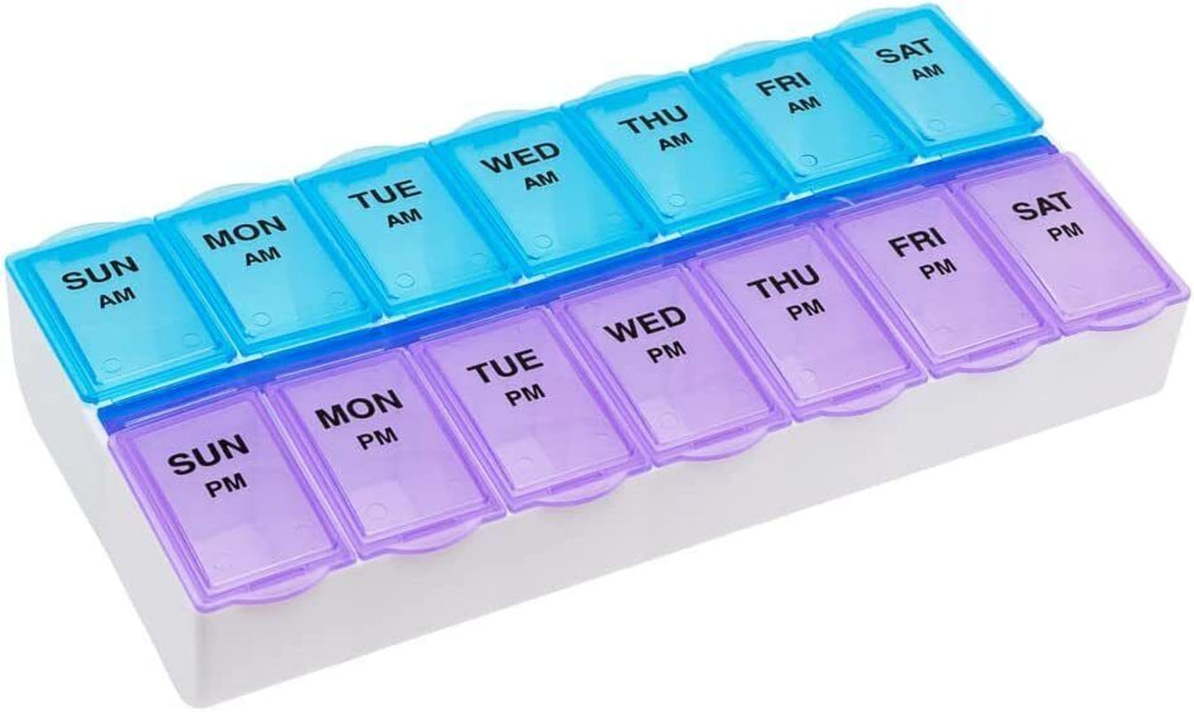 BEST Pills Box Medicine 7 Day Dispenser Organizer Holder Case Large AM PM**