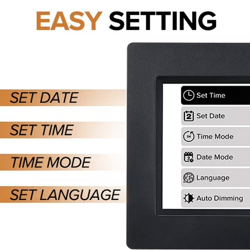 Digital Alarm Clock for Dementia Seniors with Date and Day of Week, Voice Announcement Time, Black