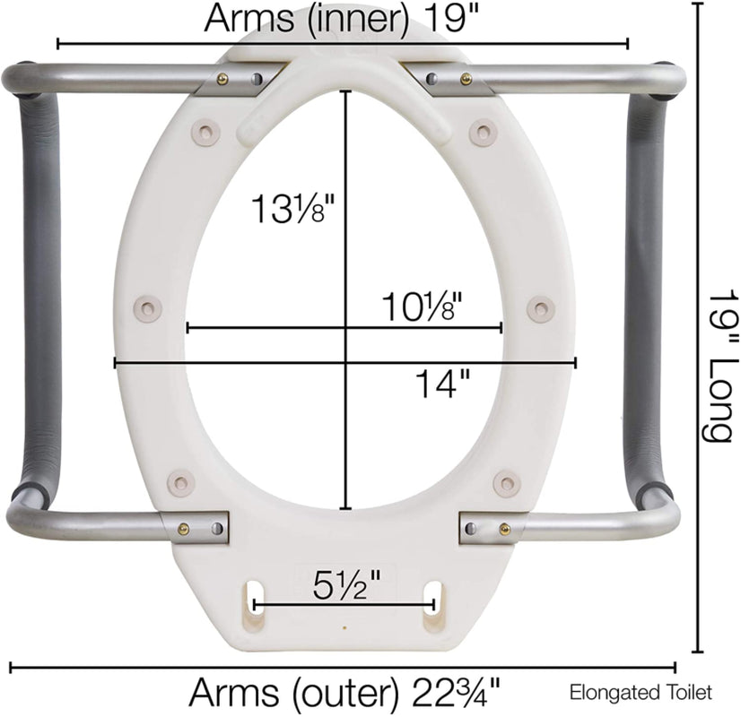 Raised Toilet Seat with Arms, Elongated for Elderly Handicap Bathroom Riser Lift