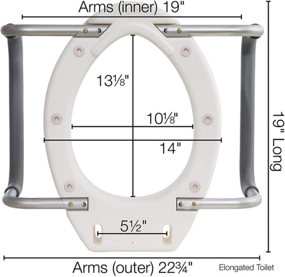Raised Toilet Seat with Arms, Elongated for Elderly Handicap Bathroom Riser Lift