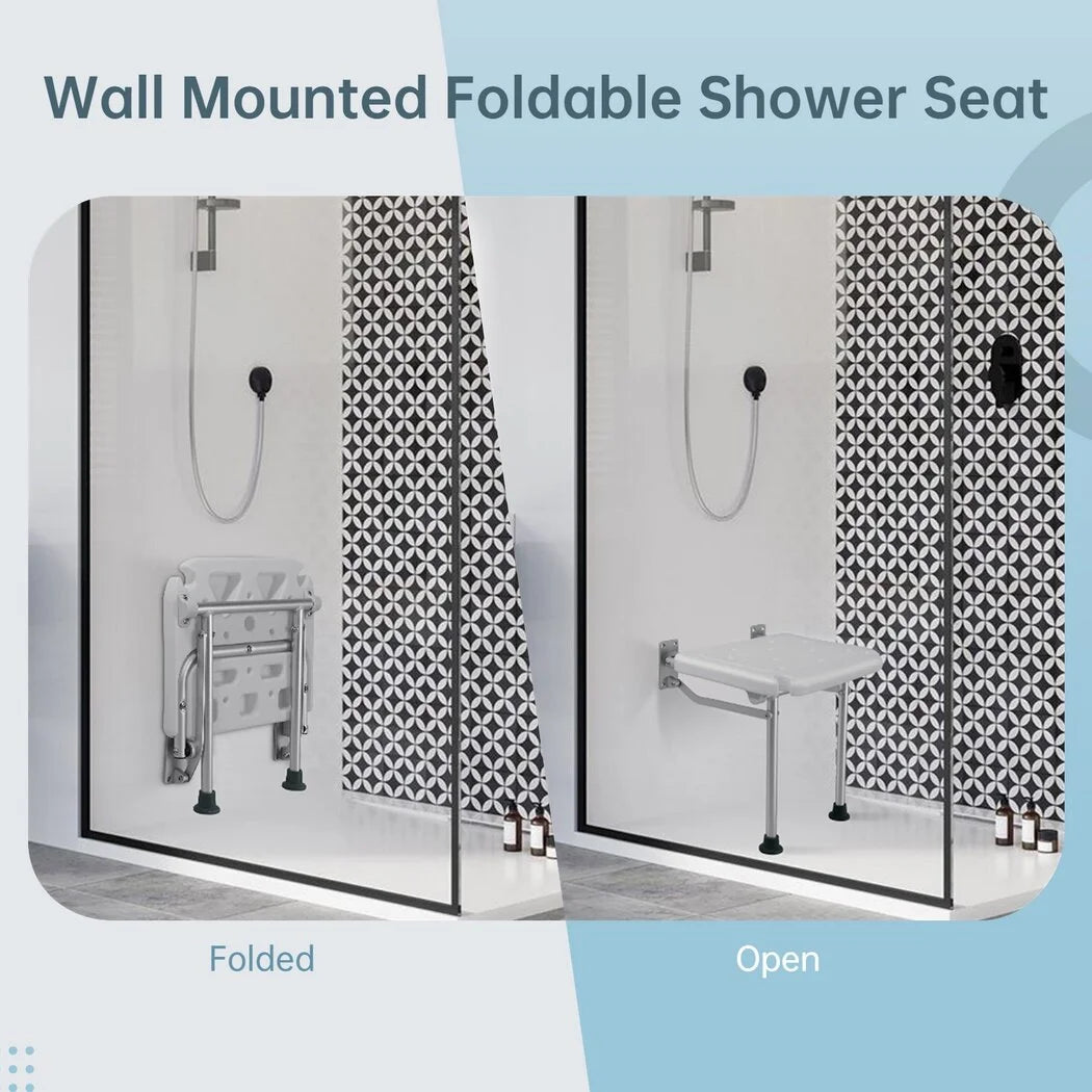 Folding Shower Seat, Wall Mounted, Folding, with Shower Head Slot & Non Slip Pads