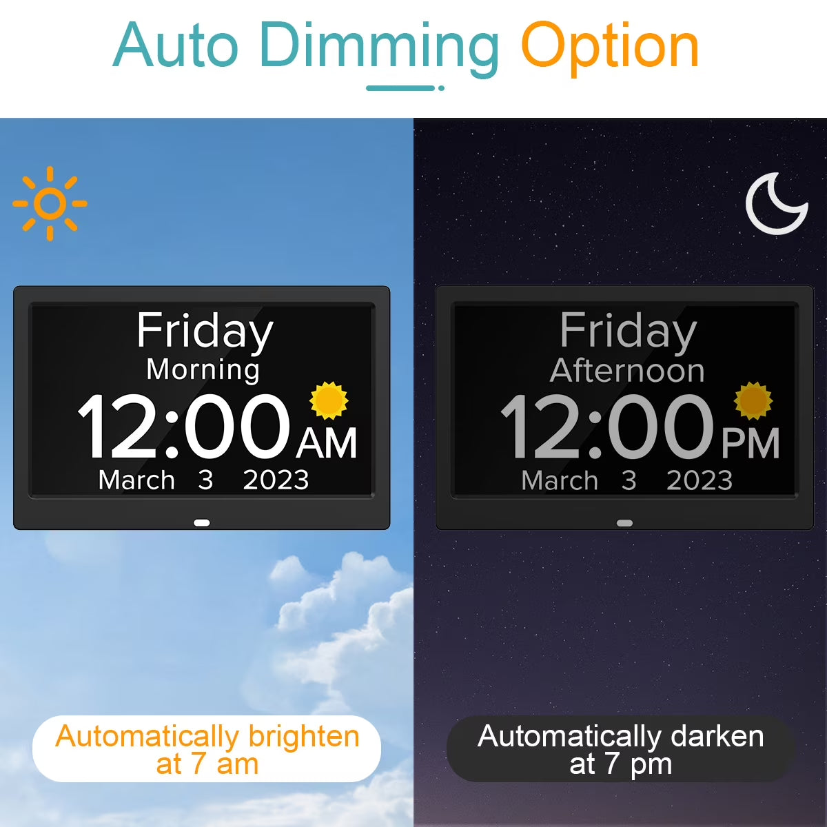 10.1 Inch Large Digital Alarm Clock with Date and Day for Dementia Seniors, Voice Announcement Time