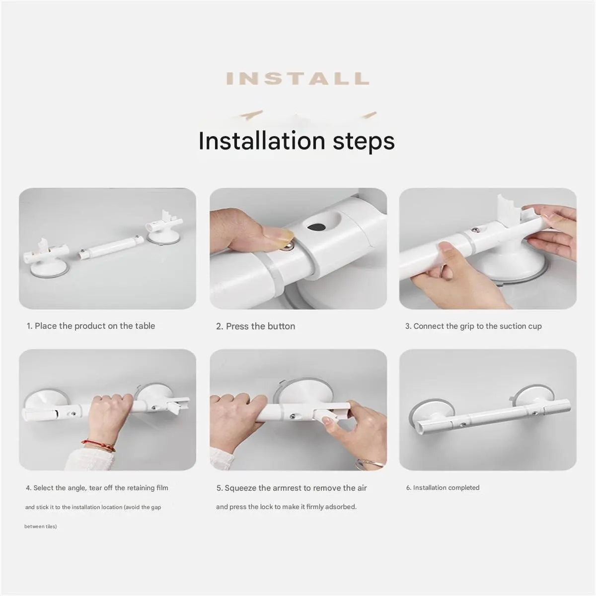 Bathroom Handrail Railing Elderly Toilet Non-Slip Safety Handle Elderly Household Toilet Drill-Free Suction Cup Handle
