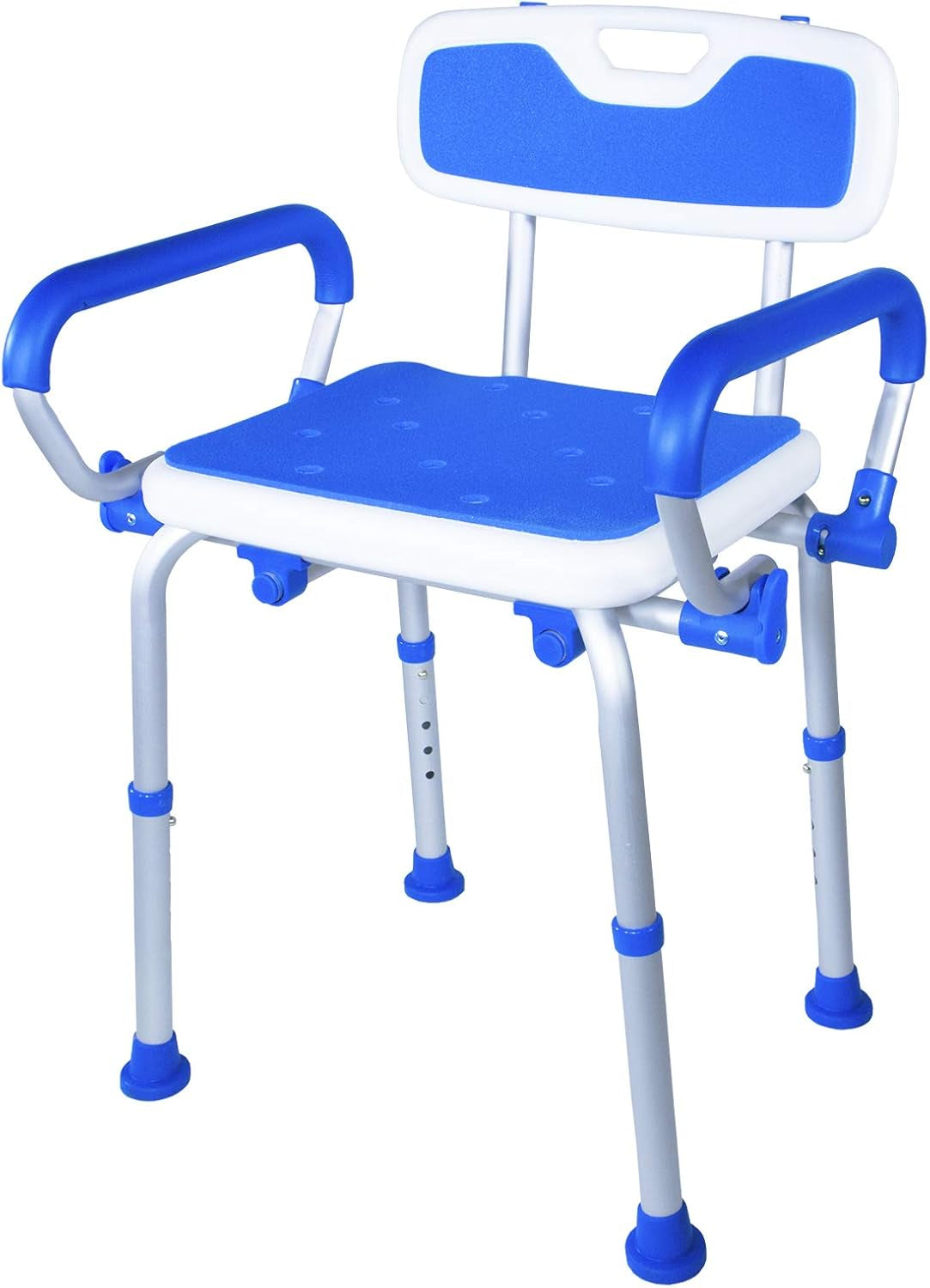 Shower Safety Chair, Bath Bench with Backrest, Swing Arms, Adjustable Height, Medical Senior Support, Foam Padded
