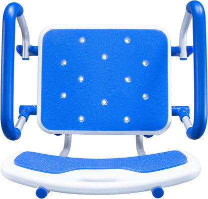 Shower Safety Chair, Bath Bench with Backrest, Swing Arms, Adjustable Height, Medical Senior Support, Foam Padded