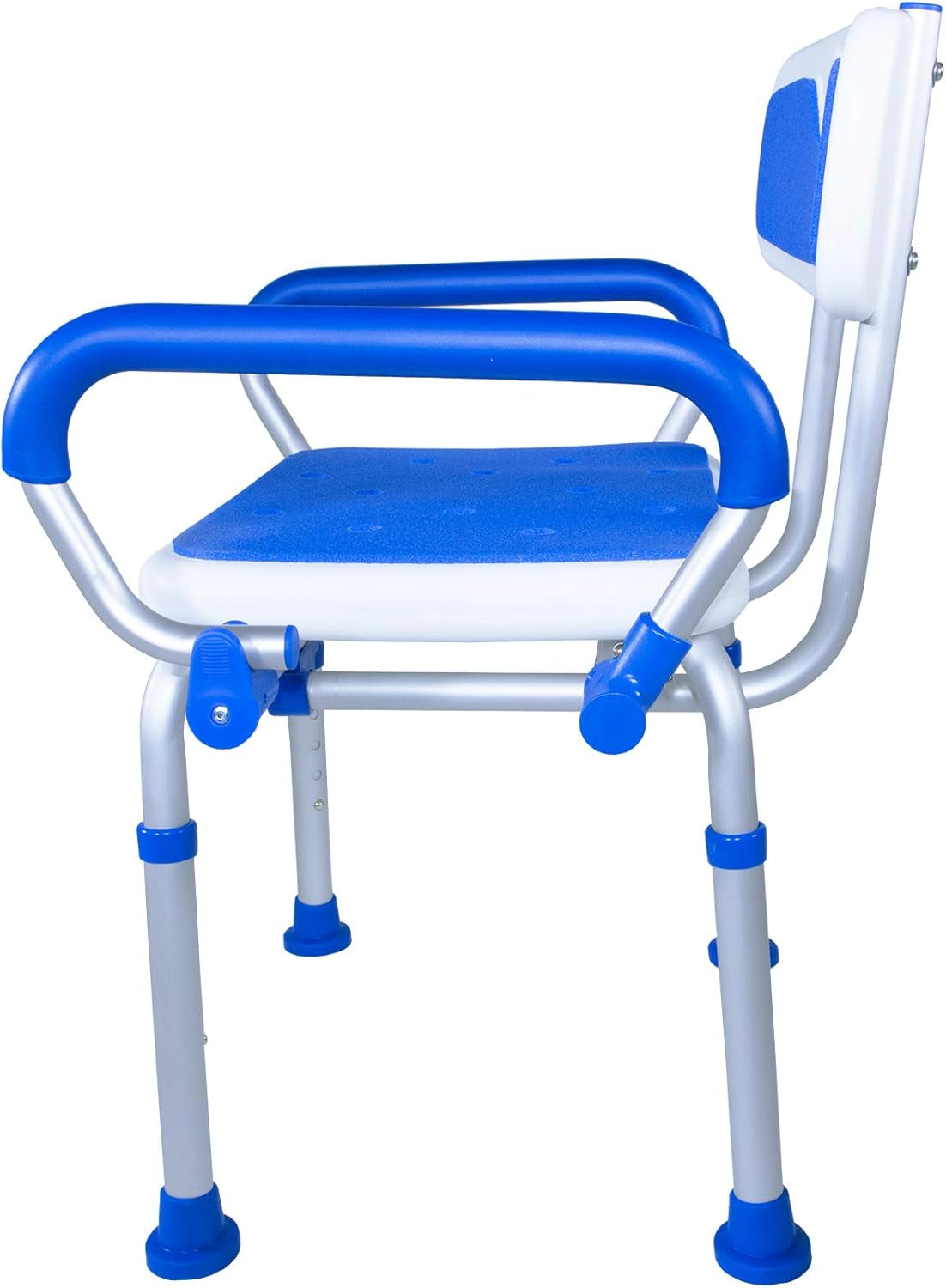 Shower Safety Chair, Bath Bench with Backrest, Swing Arms, Adjustable Height, Medical Senior Support, Foam Padded