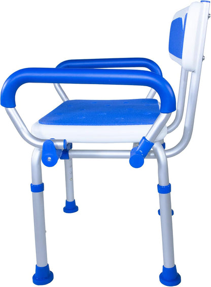 Shower Safety Chair, Bath Bench with Backrest, Swing Arms, Adjustable Height, Medical Senior Support, Foam Padded