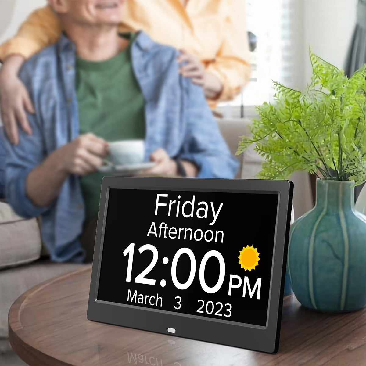 10.1 Inch Large Digital Alarm Clock with Date and Day for Dementia Seniors, Voice Announcement Time