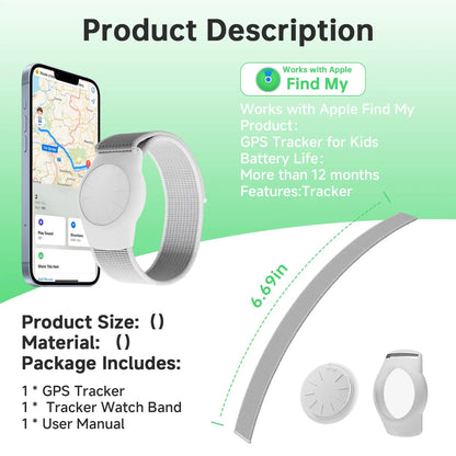 GPS Tracker Watch Band Works with Find My (Ios Only) APP - No Monthly Fee