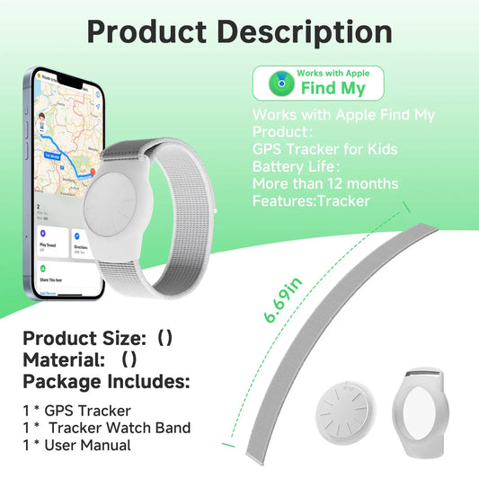 GPS Tracker Watch Band Works with Find My (Ios Only) APP - No Monthly Fee